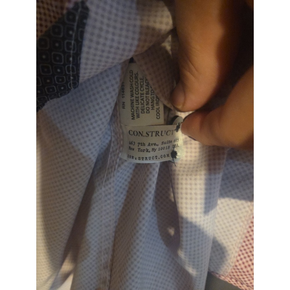 Construct‎ Slim Fit Button Up, Men's XL Shirt, Red Ditsy Print, Stretch - Picture 7 of 8